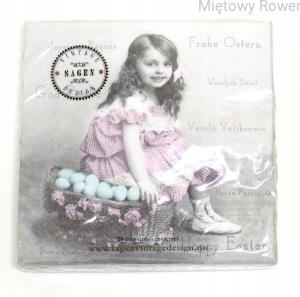 Serwetki decoupage GIRL WITH EGGS zestaw 20szt