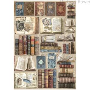 PAPIER RYŻOWY A4  VINTAGE  LIBRARY KSIĄŻKI MIX  DFSA 4755 STAMPERIA  